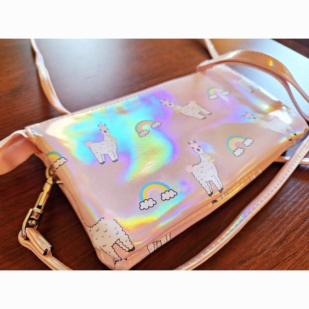 Pink Shimmering Llama Whimsical Shoulder Bag - Picture 2 of 3